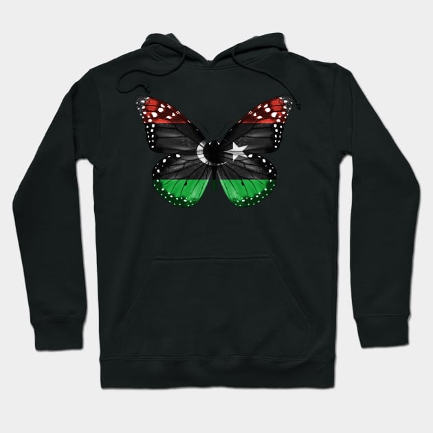 Libyan Flag  Butterfly - Gift for Libyan From Libya Hoodie by Country Flags